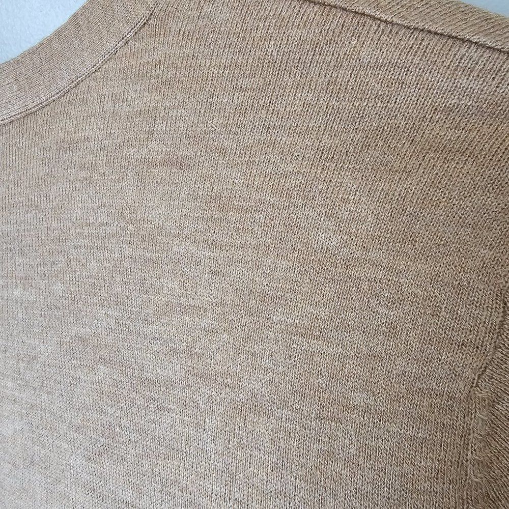 EUC J. JILL WOOL BLEND CAMEL/ TAN LONG SLEEVES V NECK BUTTON DOWN LONGLINE TOP S - Picture 10 of 12